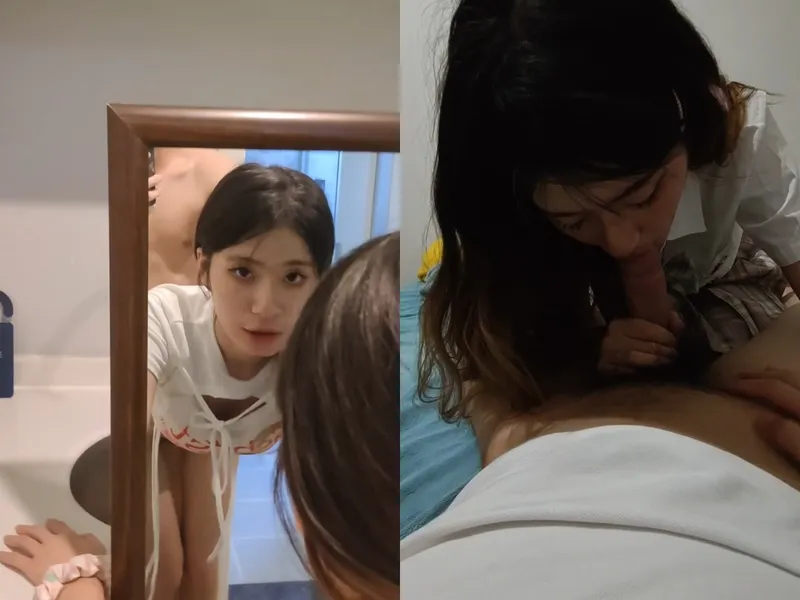 Chị gái thiên thần doggy trước gương sướng tê tái